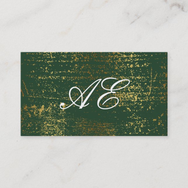 Tarjeta De Visita Elegante Monograma Script Grunge de oro (Anverso)
