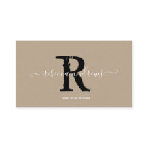 Elegante Monograma Script Nombre Taupe Inicial