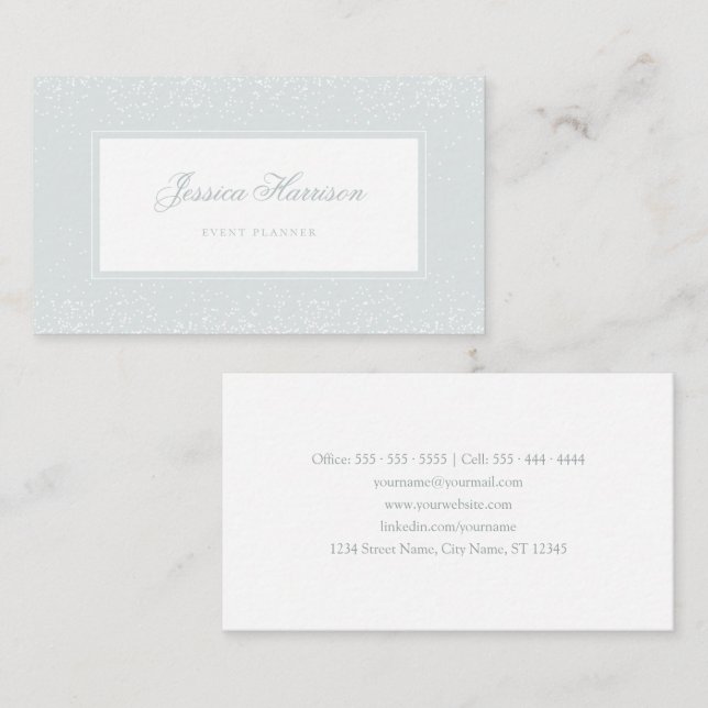 Tarjeta De Visita Elegante Monograma simple azul gris blanco Confett (Anverso / Reverso)