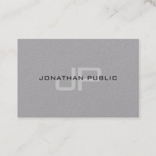 Tarjeta De Visita Elegante Monograma Simple Diseño Plantilla Gris