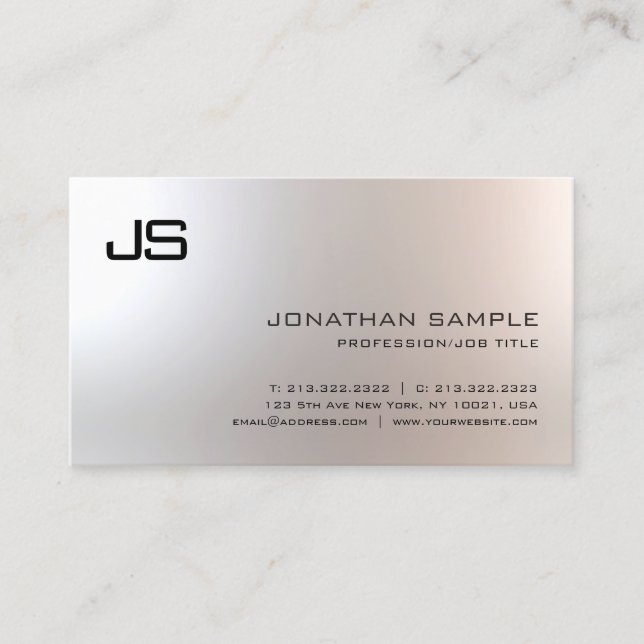 Tarjeta De Visita Elegante Monograma Simple Glamour Profesional (Anverso)
