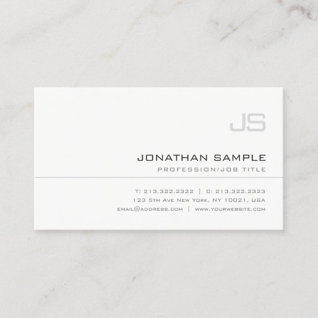 Tarjeta De Visita Elegante Monograma Simple Profesional Llanto (Anverso)