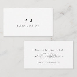 Tarjeta De Visita Elegante Monograma Simple Profesional Minimalista