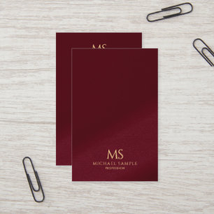 Tarjeta De Visita Elegante Monograma Vertical de Texto Dorado Euro d