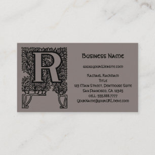 Tarjeta De Visita Elegante Monograma Victoriano Antiguo Letra R