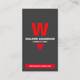 Tarjeta De Visita Elegante monogramado (código QR) rojo y negro mate