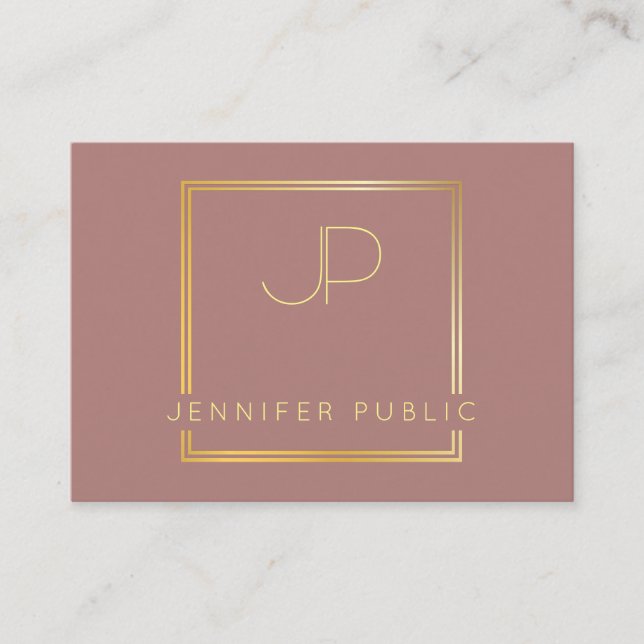Tarjeta De Visita Elegante Monogramado Gold Moderno Template Luxury (Anverso)