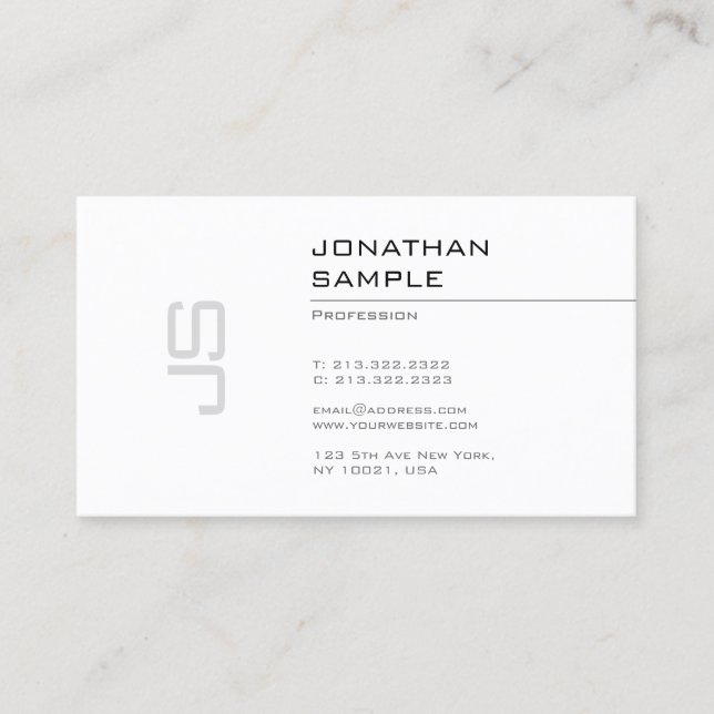 Tarjeta De Visita Elegante Monogramado Simple Diseño Moderno (Anverso)