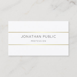 Tarjeta De Visita Elegante Monogramed Gold White Moderne Template