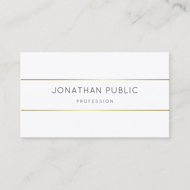Tarjeta De Visita Elegante Monogramed Gold White Moderne Template (Anverso)