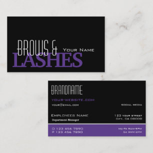 Tarjeta De Visita Elegante morado blanco negro simple y profesional