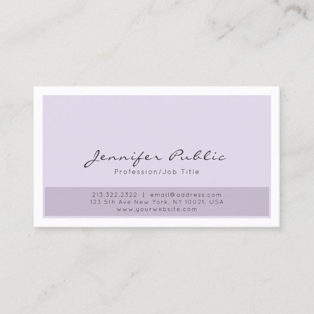 Tarjeta De Visita Elegante morado blanco simple profesional moderno (Anverso)