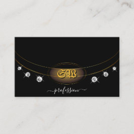 Tarjeta De Visita Elegante morado de oro negro con diamantes de mono