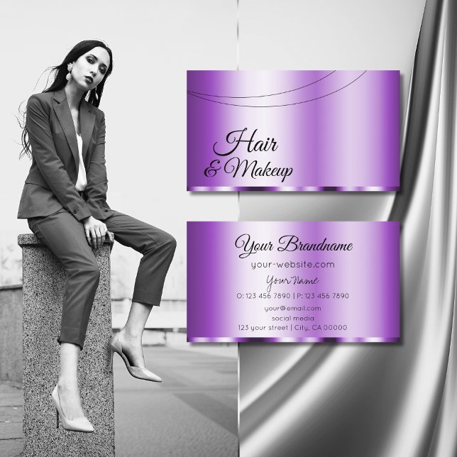 Tarjeta De Visita Elegante morado glamoroso moderno y sencillo elega (Subido por el creador)