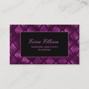 Tarjeta De Visita Elegante morado negro Art Deco Wedner
