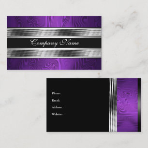 Tarjeta De Visita Elegante Morado Plata Negro 2