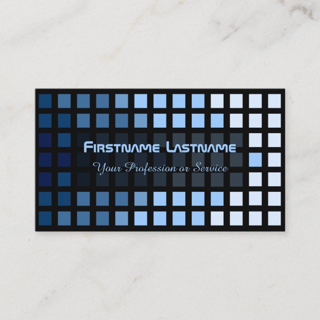 Tarjeta De Visita Elegante mosaico abstracto de cuadrados azules en  (Anverso)