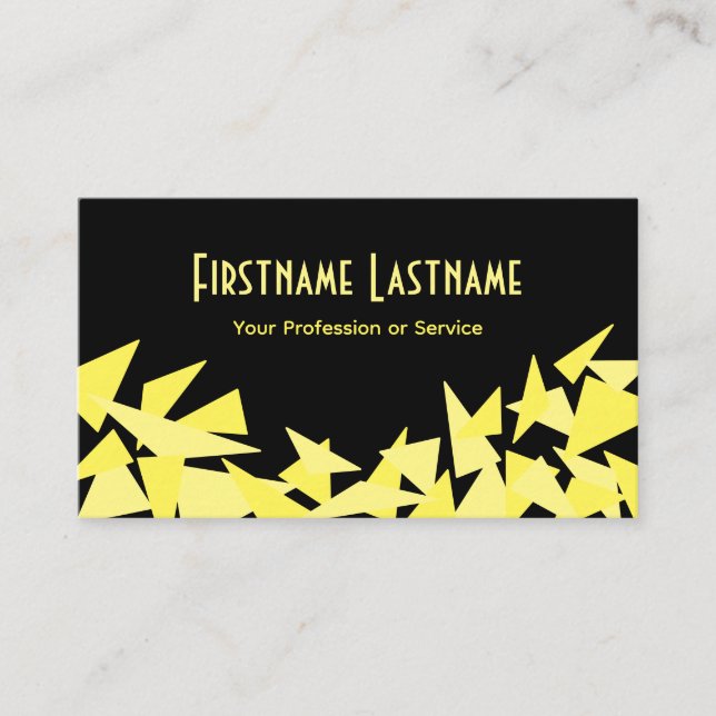 Tarjeta De Visita Elegante mosaico abstracto de triángulos amarillos (Anverso)