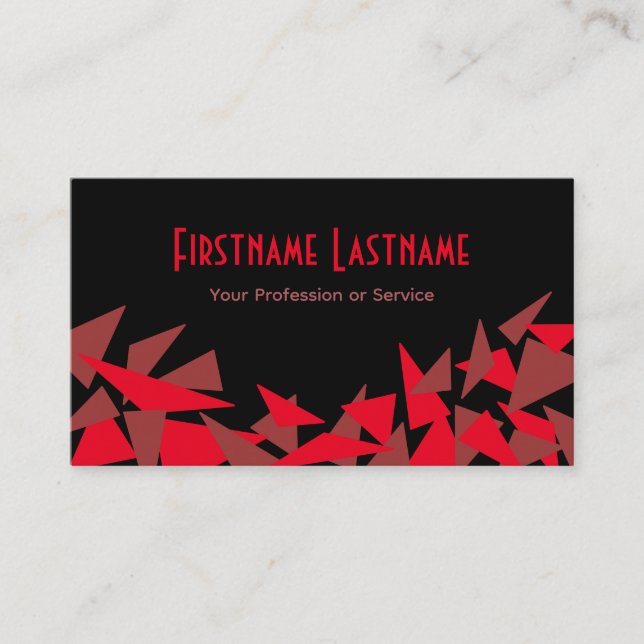 Tarjeta De Visita Elegante mosaico abstracto de triángulos rojos de  (Anverso)