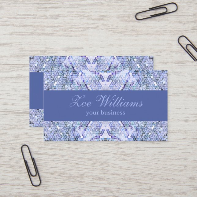 Tarjeta De Visita Elegante mosaico azul hielo, personalizado moderno (Anverso/Reverso In Situ)