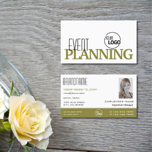 Tarjeta De Visita Elegante mostaza blanca simple con logotipo y foto