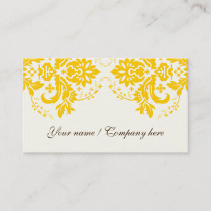 Tarjeta De Visita Elegante motivo damasco marfil amarillo