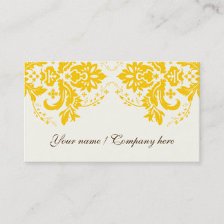 Tarjeta De Visita Elegante motivo damasco marfil amarillo