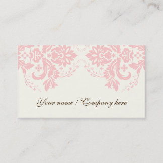 Tarjeta De Visita Elegante motivo damasco marfil rosa claro