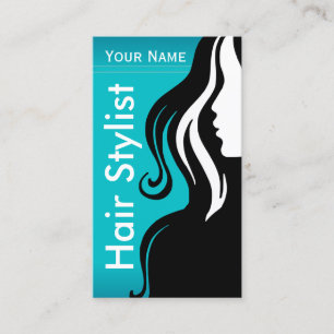 Tarjeta De Visita Elegante Mujer Salon Hair Estilista   VERDE AZULAD