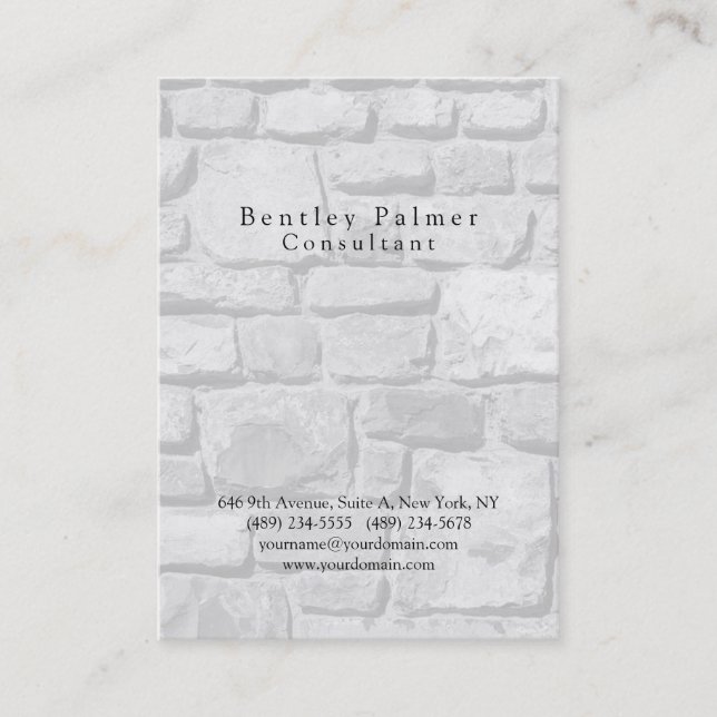 Tarjeta De Visita Elegante Muro de Piedra Llanta Profesional Moderno (Anverso)