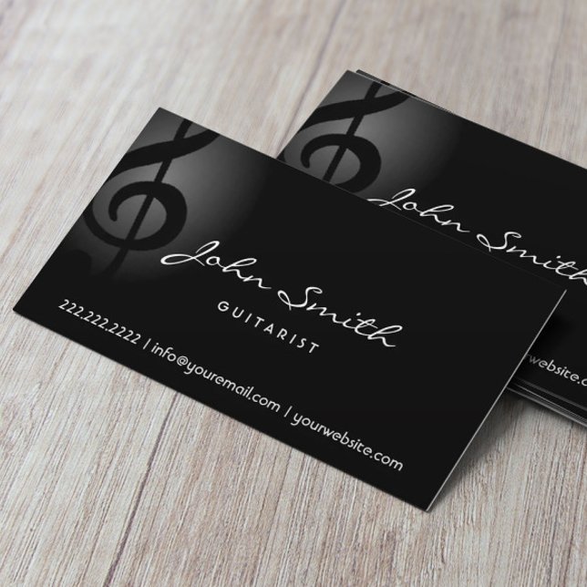 Tarjeta De Visita Elegante Music Clef Guitarist Dark Business Card (Subido por el creador)