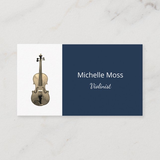 Tarjeta De Visita Elegante música clásica violinista violín marina a (Anverso)