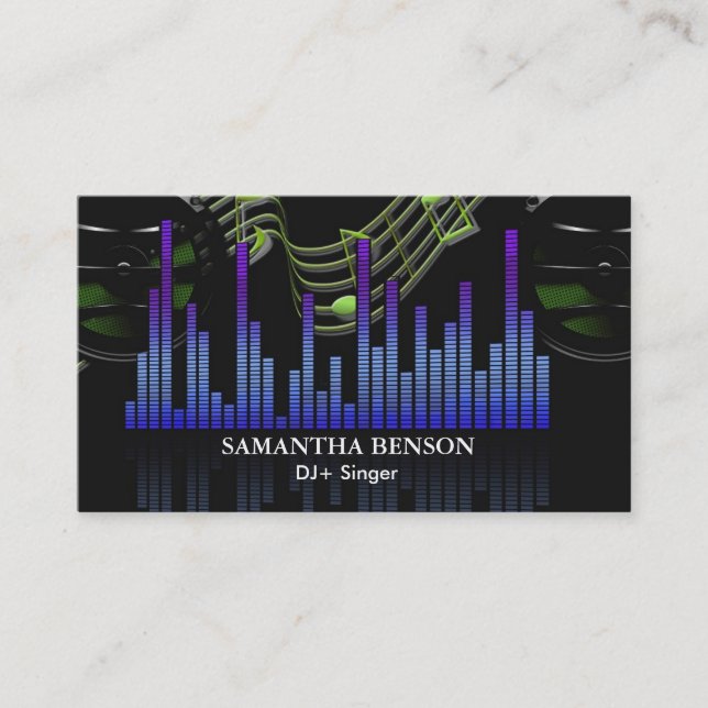 Tarjeta De Visita Elegante música moderna mínima de dj (Anverso)