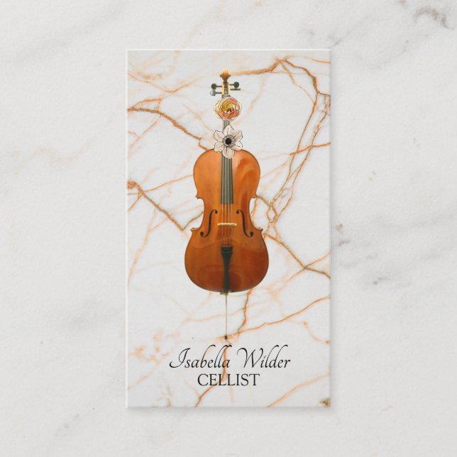 Tarjeta De Visita Elegante músico cellista (Anverso)