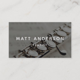 Tarjeta De Visita Elegante músico de flauta azul mínimo