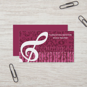 Tarjeta De Visita Elegante Músico Instructor de Piano Profesor de Mú
