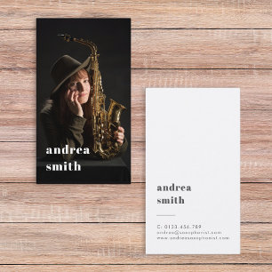 Tarjeta De Visita Elegante músico profesional foto minimalista negro
