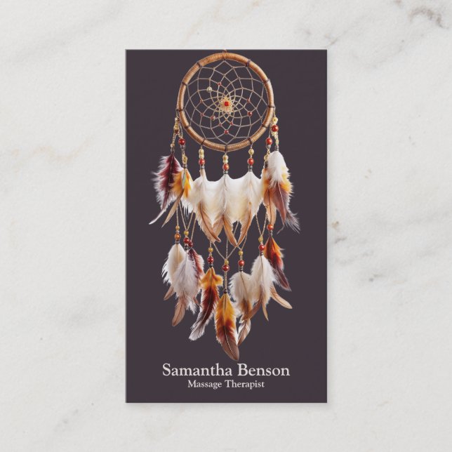 Tarjeta De Visita Elegante Mystic Dreamcatcher Metaphysica Espiritua (Anverso)