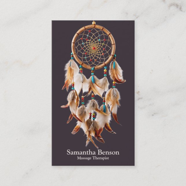Tarjeta De Visita Elegante Mystic Dreamcatcher Metaphysica Espiritua (Anverso)