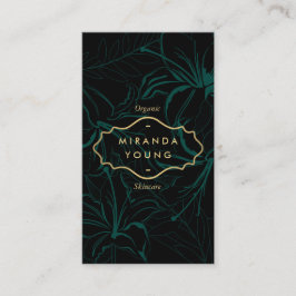 Tarjeta De Visita Elegante Mystic Floral Pattern Green