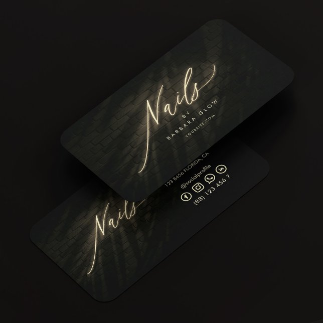 Tarjeta De Visita Elegante Nail Tech Script Manicurista Oro Negro (Elegant Nail Tech Script Manicurist Black Gold Business Card
)