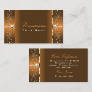 Tarjeta De Visita Elegante Naranja Brown Joyas de contrabando Orname