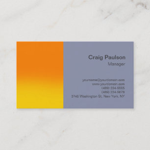 Tarjeta De Visita Elegante Naranja Guay Gray Simple Business Card
