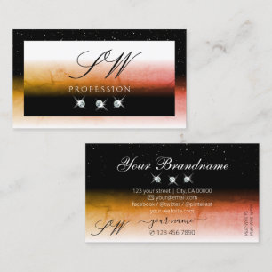 Tarjeta De Visita Elegante Naranja Marcado de Joyas de Iniciales Bla
