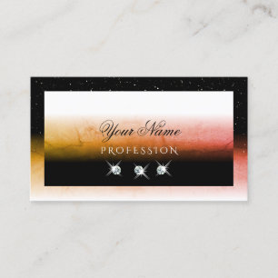 Tarjeta De Visita Elegante Naranja Marcado Joyas Blancas Blancas Bla