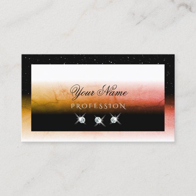 Tarjeta De Visita Elegante Naranja Marcado Joyas Blancas Blancas Bla (Anverso)