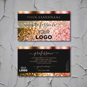 Tarjeta De Visita Elegante Naranja negro Purpurina de espuma rosada