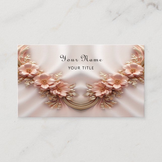 Tarjeta De Visita Elegante Naranja Peach Floral Business Card (Anverso)
