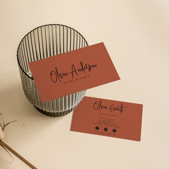 Tarjeta De Visita Elegante Naranja quemado Terracotta Boho Moda mode (Subido por el creador)