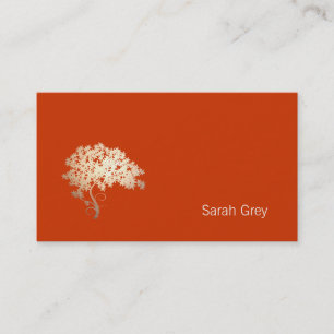 Tarjeta De Visita Elegante Naranja simple del árbol de oro